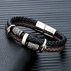 Runes Braided Leather Bracelet