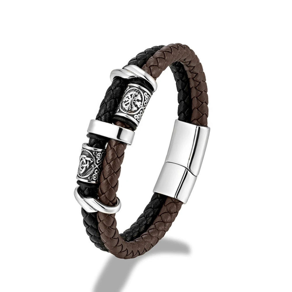 Runes Braided Leather Bracelet