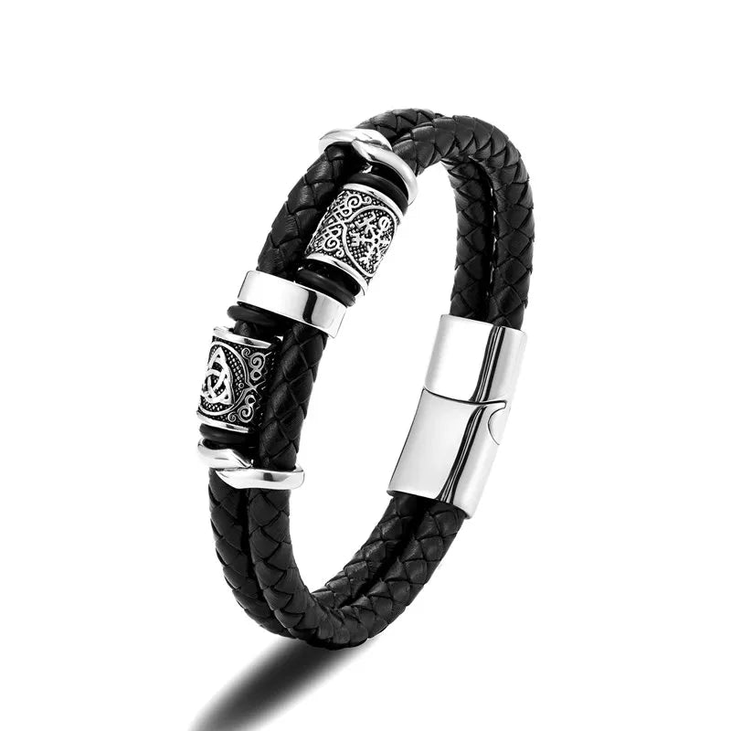 Runes Braided Leather Bracelet