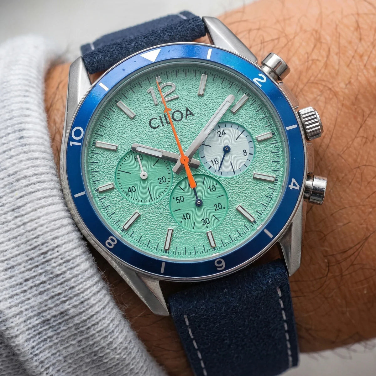 Blue Suede Leather Watch