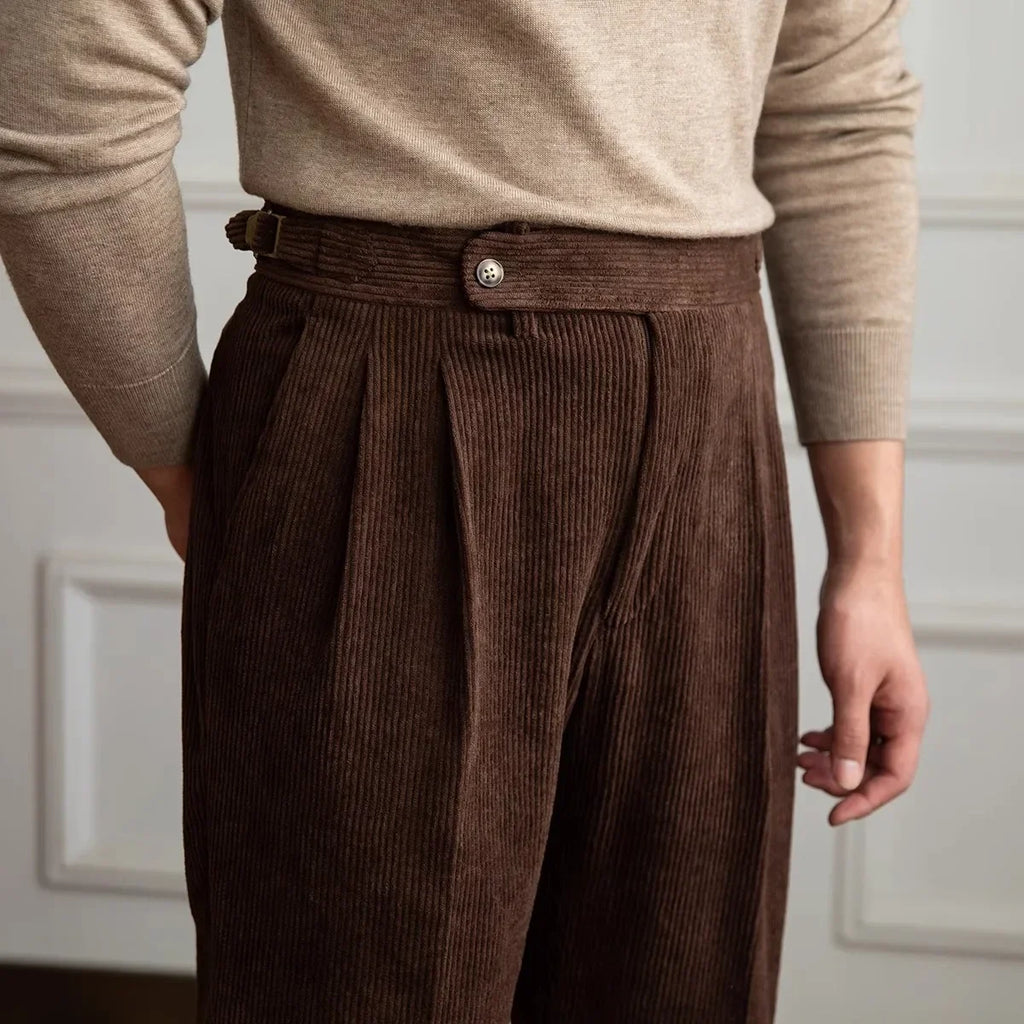 High-Waist Straight Corduroy Trousers