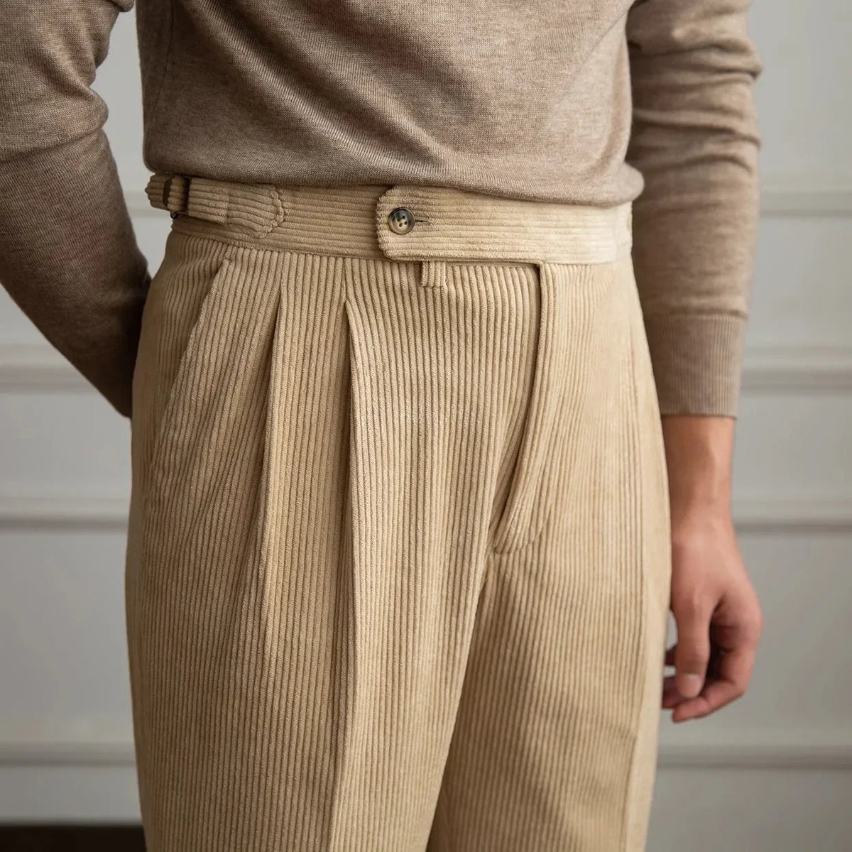 High-Waist Straight Corduroy Trousers