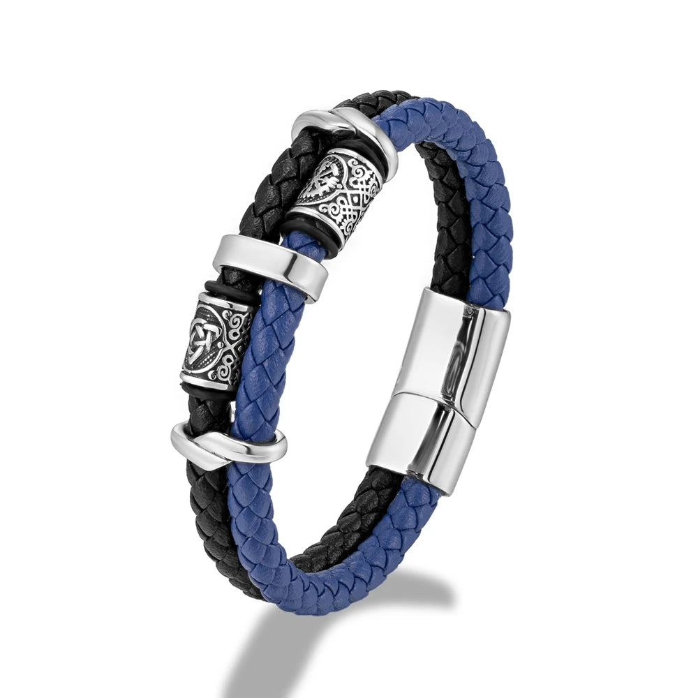 Runes Braided Leather Bracelet