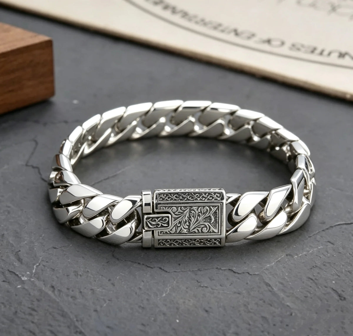 Antique Engraved Clasp Chain