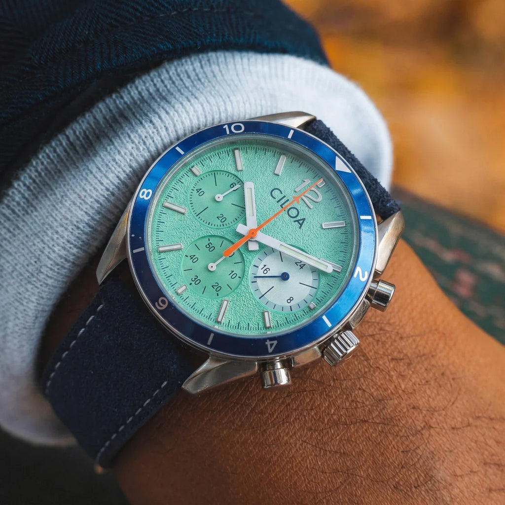 Blue Suede Leather Watch
