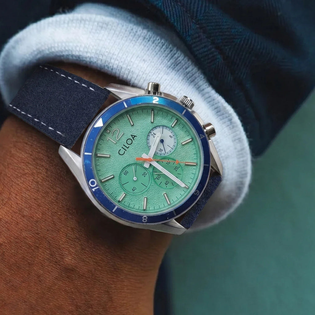 Blue Suede Leather Watch