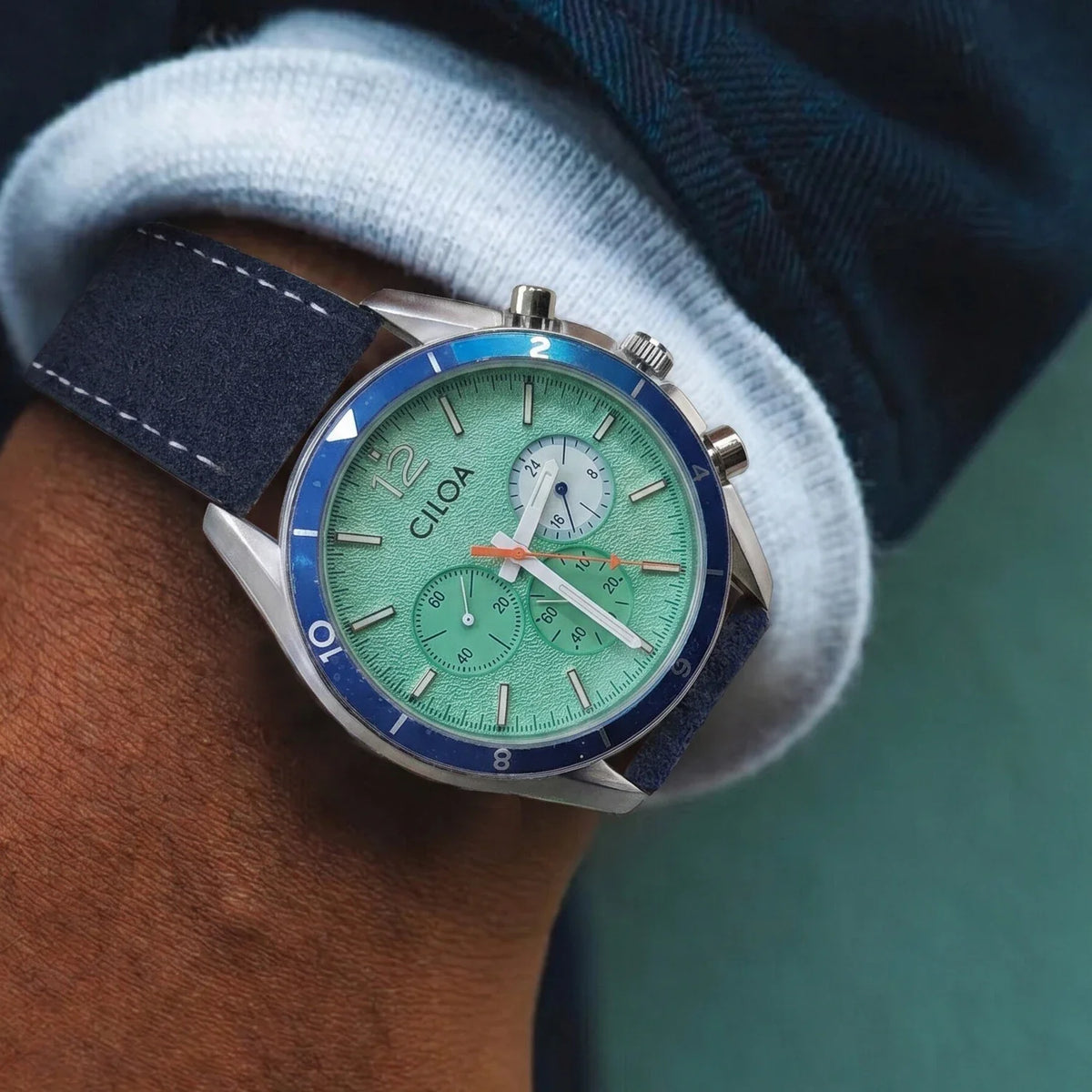 Blue Suede Leather Watch