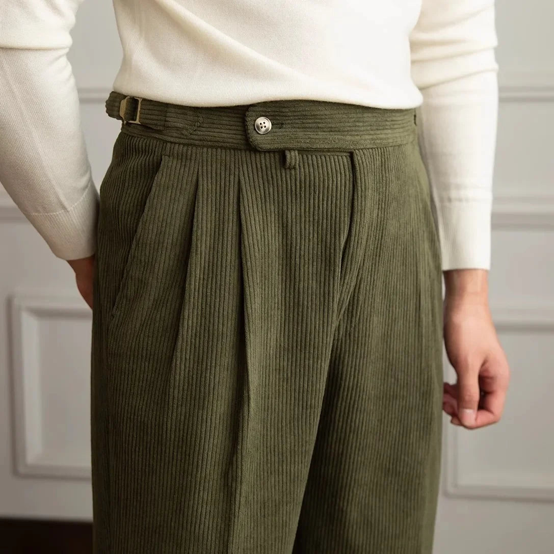 High-Waist Straight Corduroy Trousers