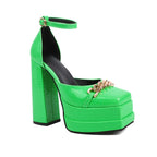 Leather Sandals Chain Accent