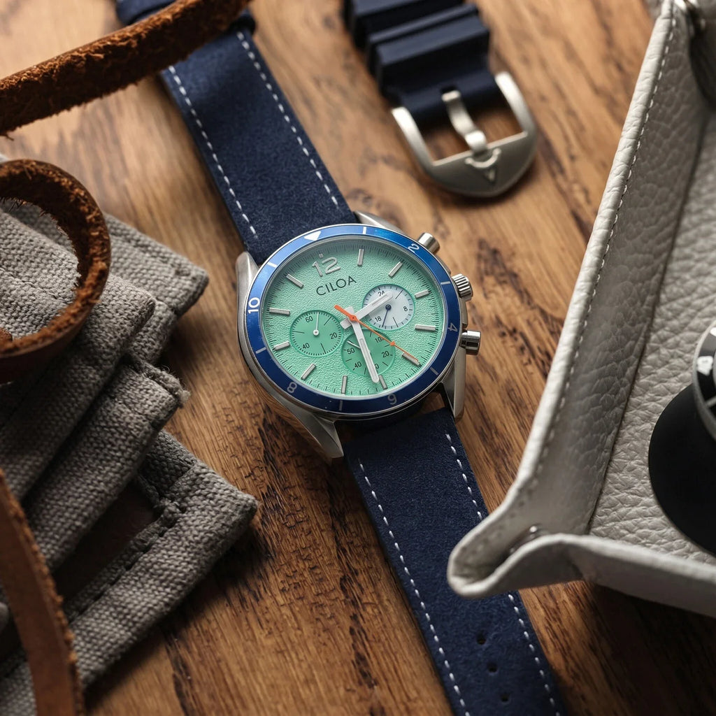Blue Suede Leather Watch