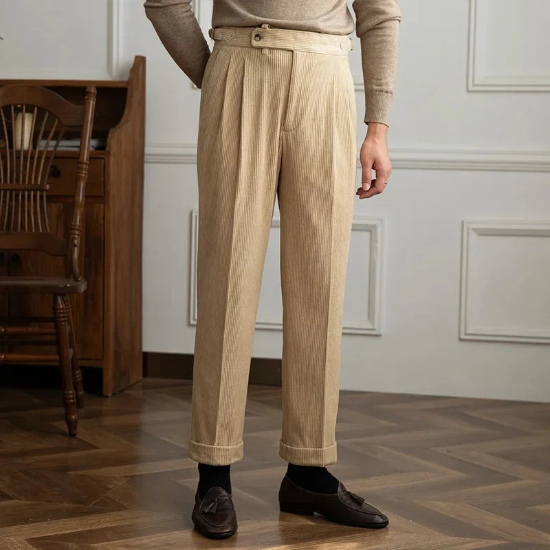 High-Waist Straight Corduroy Trousers