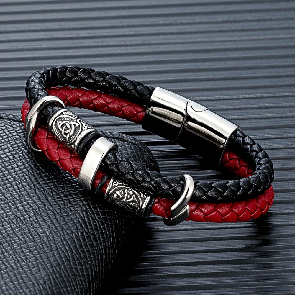Runes Braided Leather Bracelet