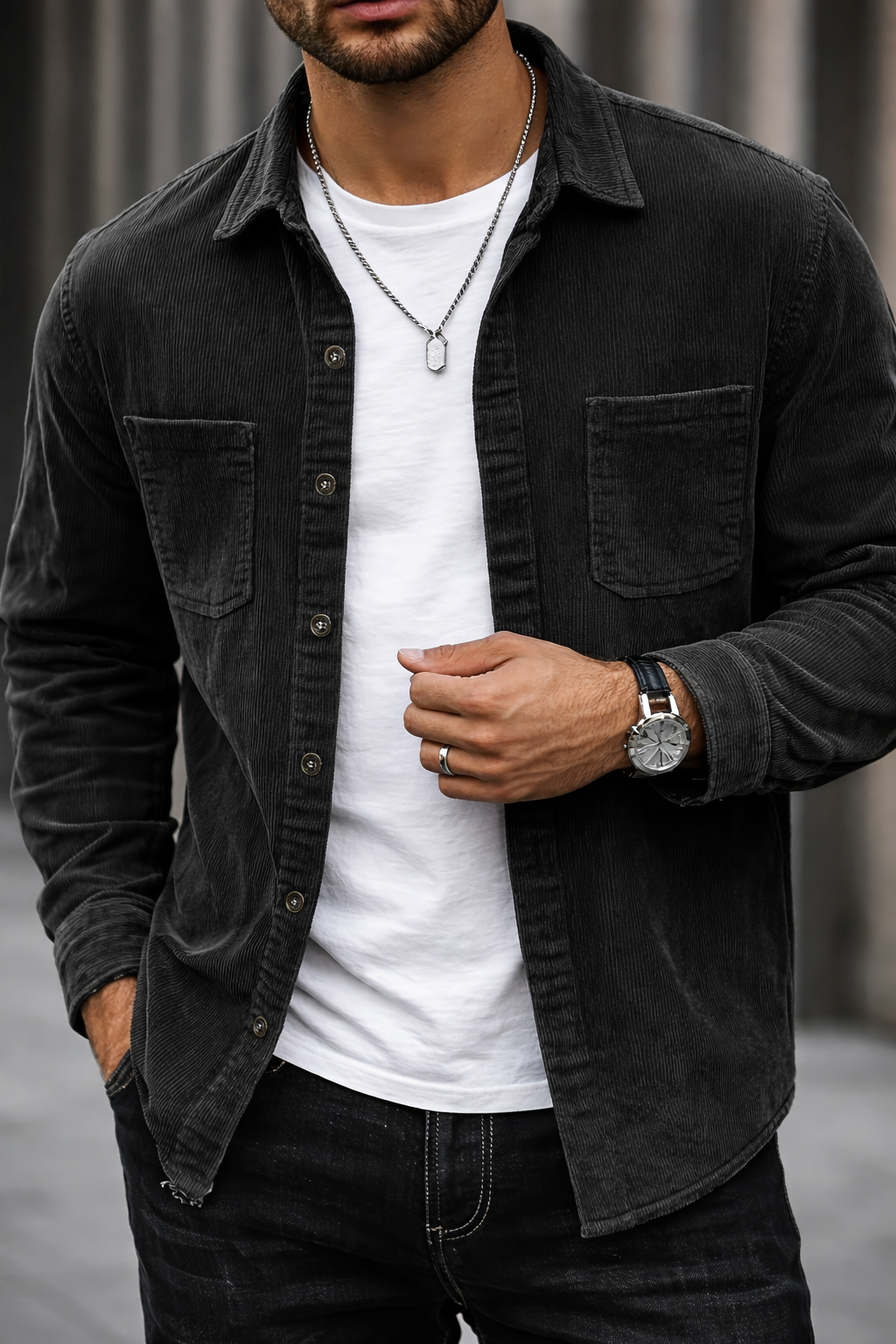 Corduroy Casual Shirt Jacket