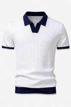 Patchwork Knitted Polo Shirt