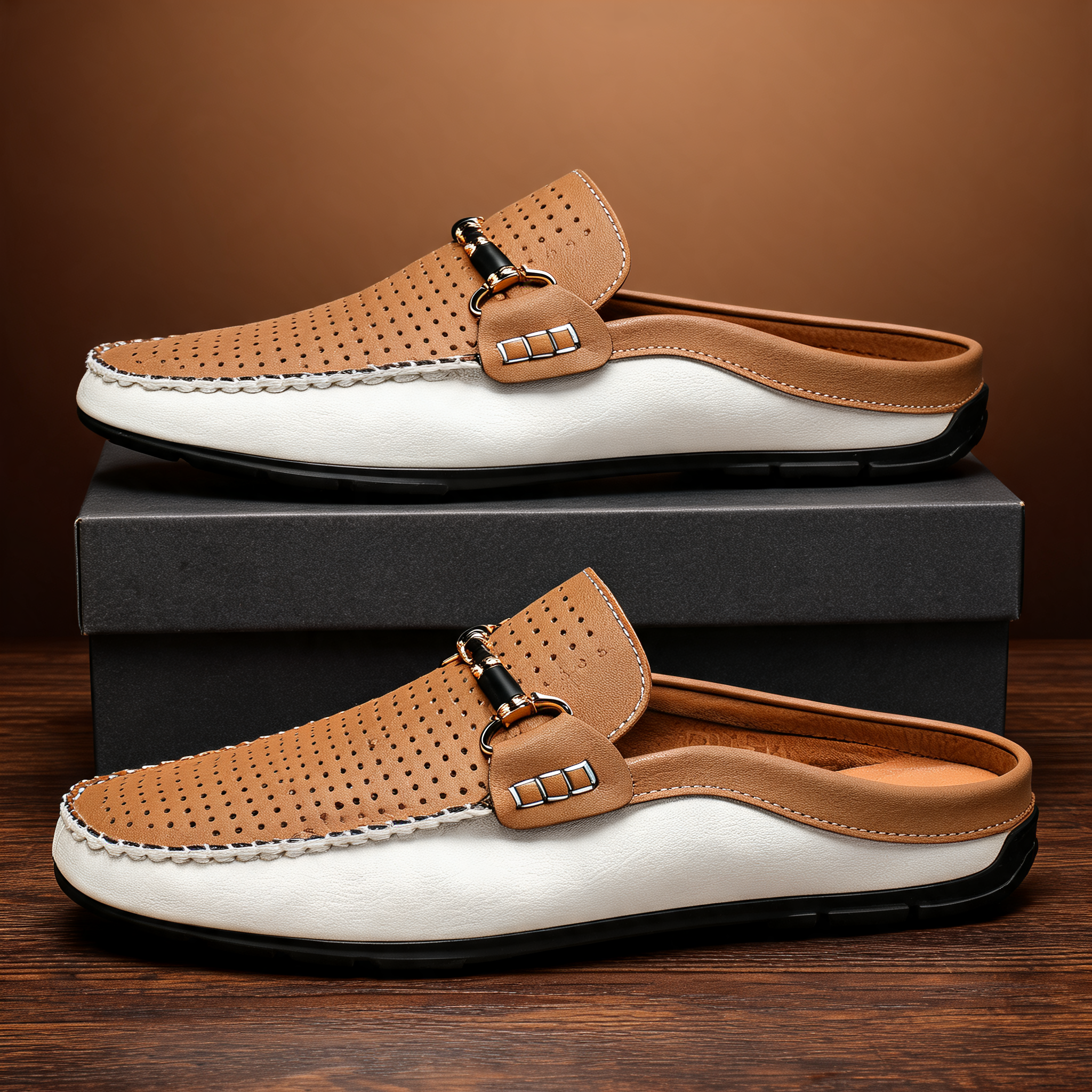 Premium Leather Backless Loafers