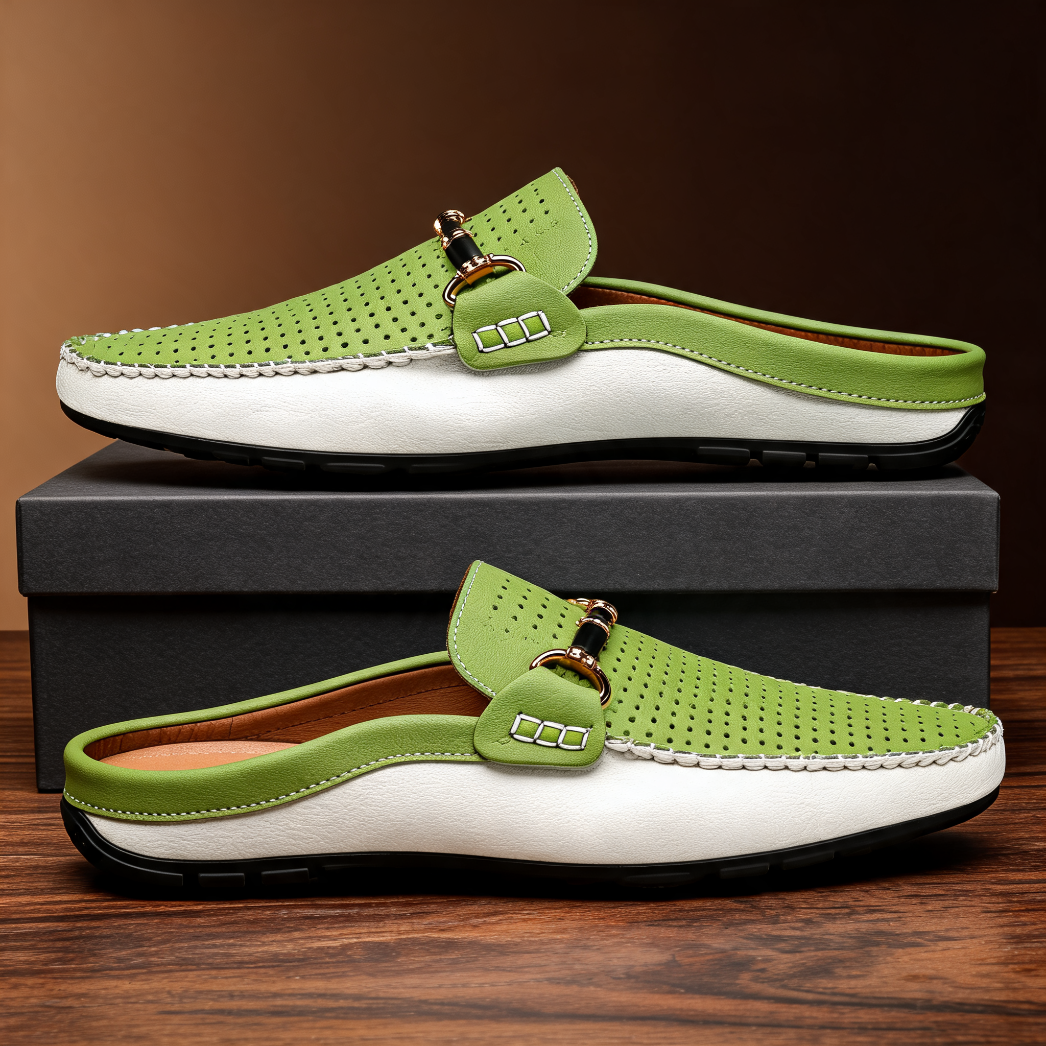 Premium Leather Backless Loafers