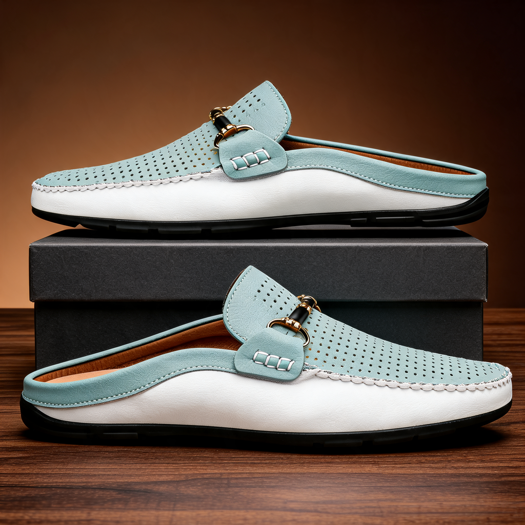 Premium Leather Backless Loafers