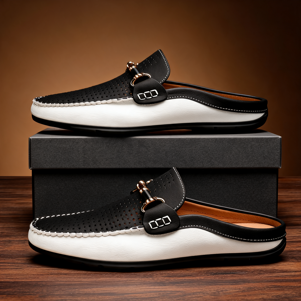 Premium Leather Backless Loafers