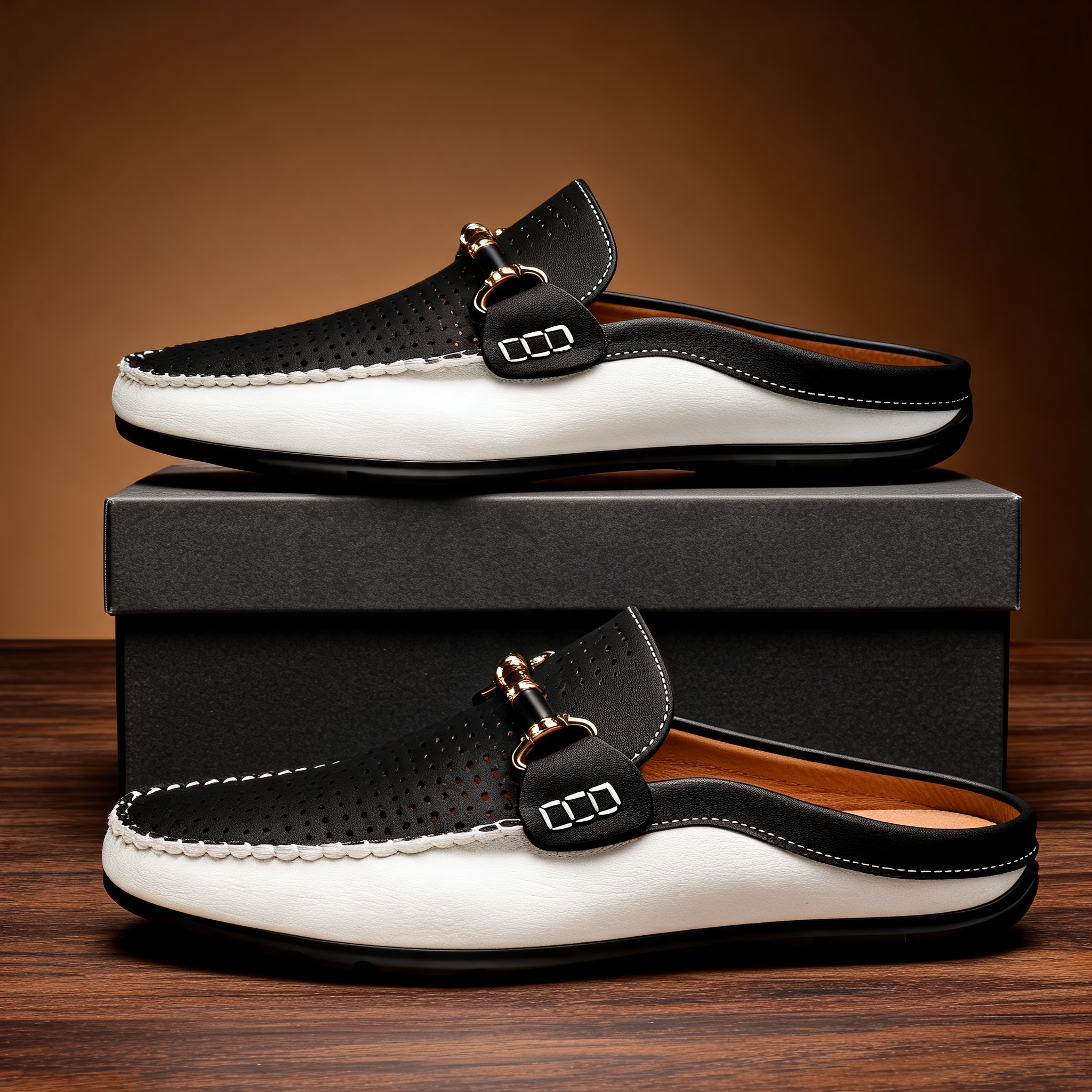 Premium Leather Backless Loafers