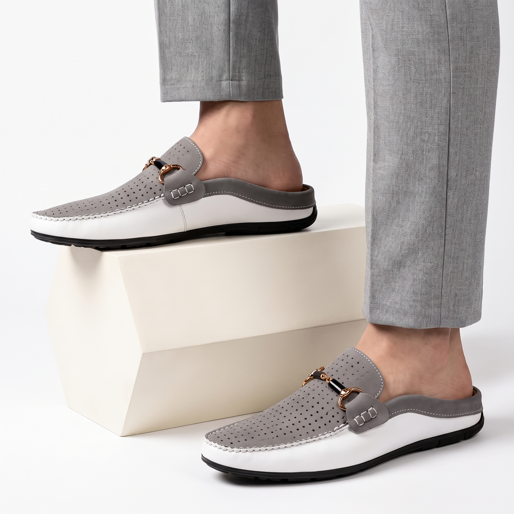 Premium Leather Backless Loafers