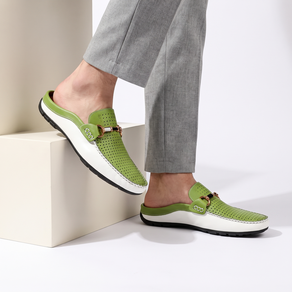 Premium Leather Backless Loafers