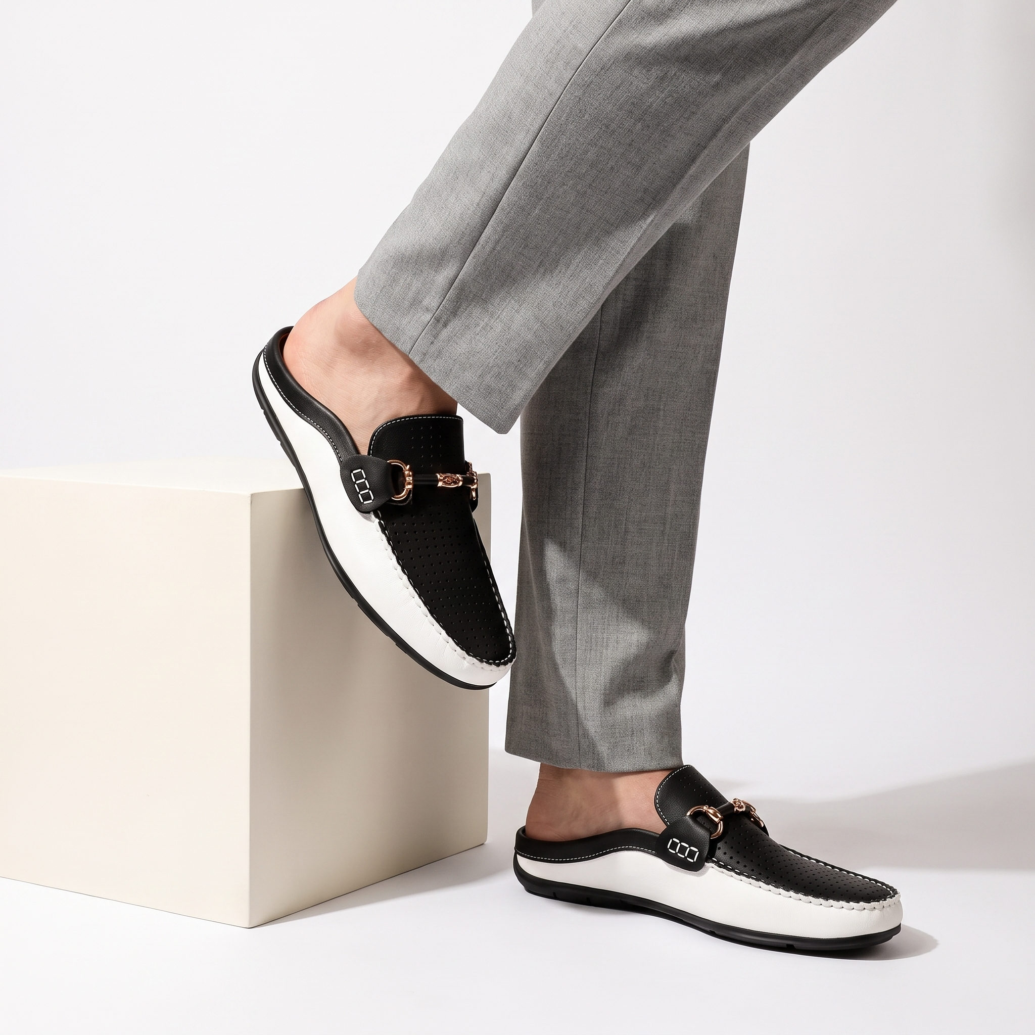 Premium Leather Backless Loafers