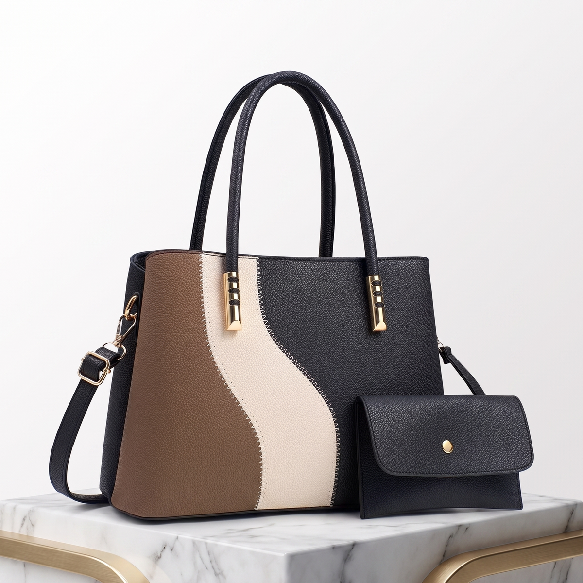 Leather Tote Bag Set