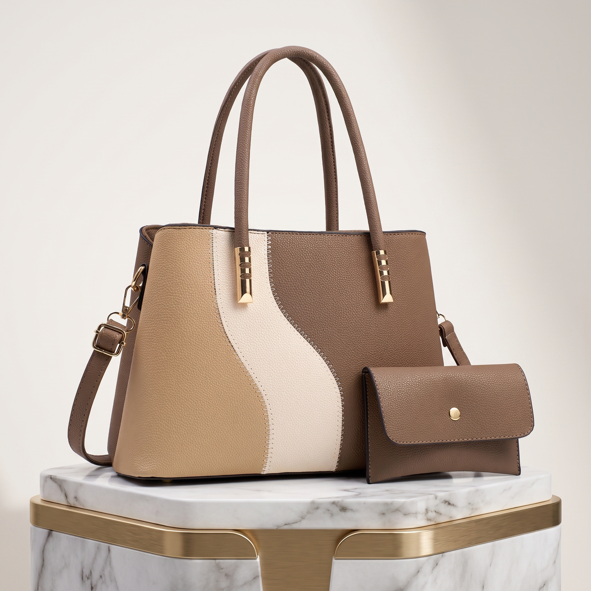 Leather Tote Bag Set