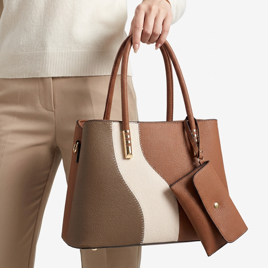 Leather Tote Bag Set