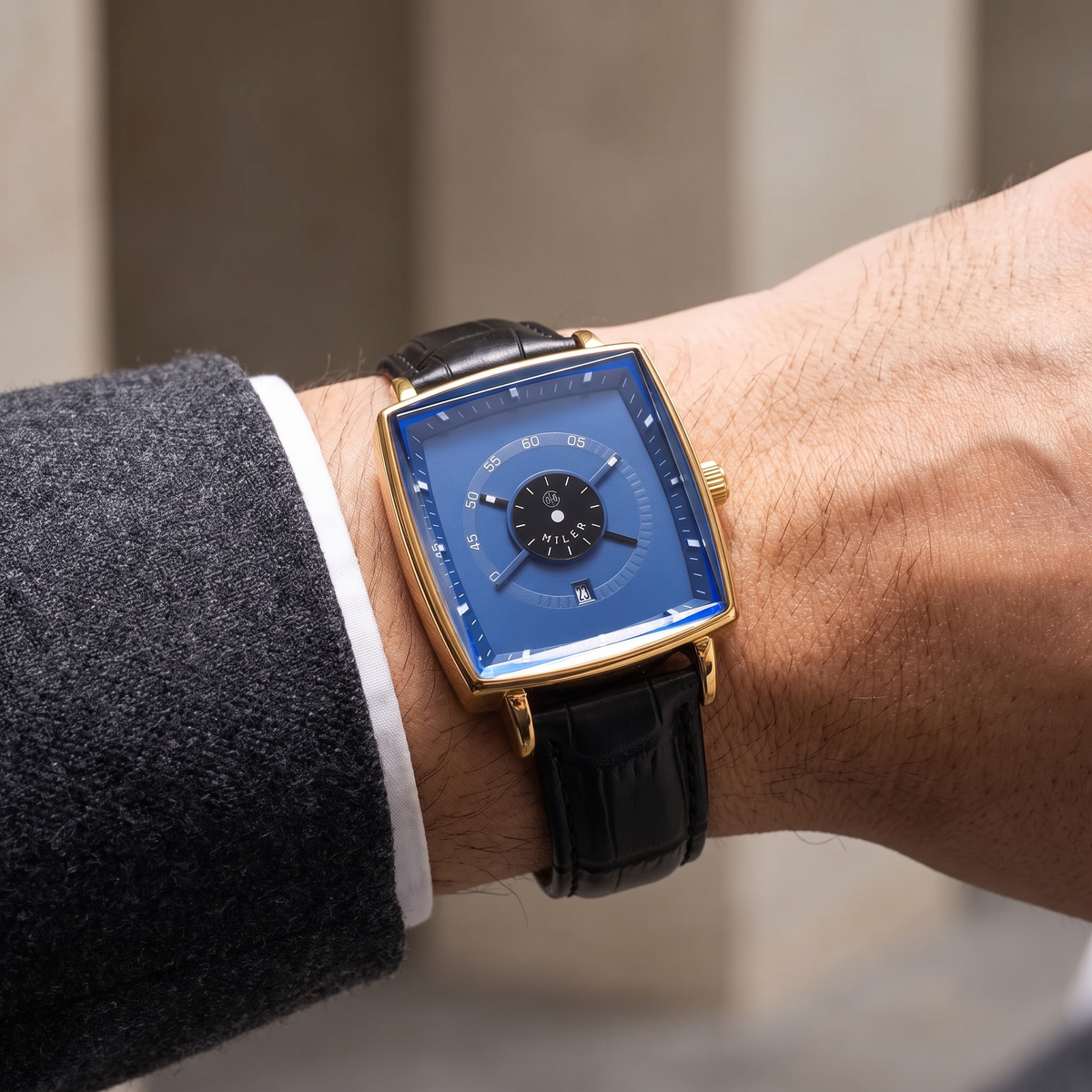 Men's Square Leather Watch