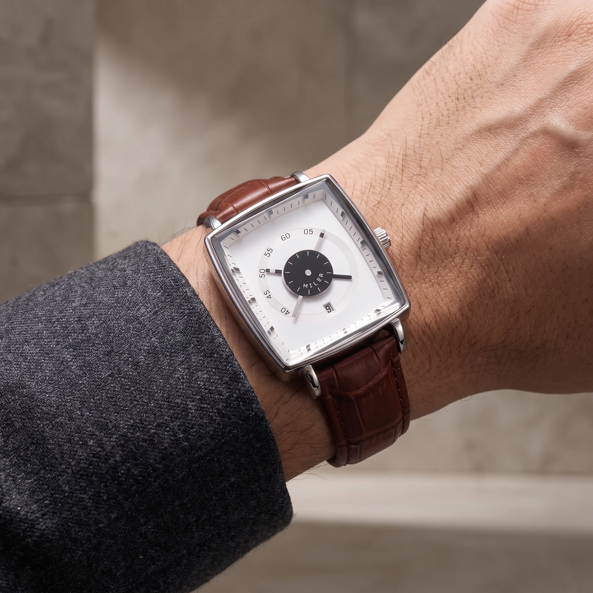 Men's Square Leather Watch