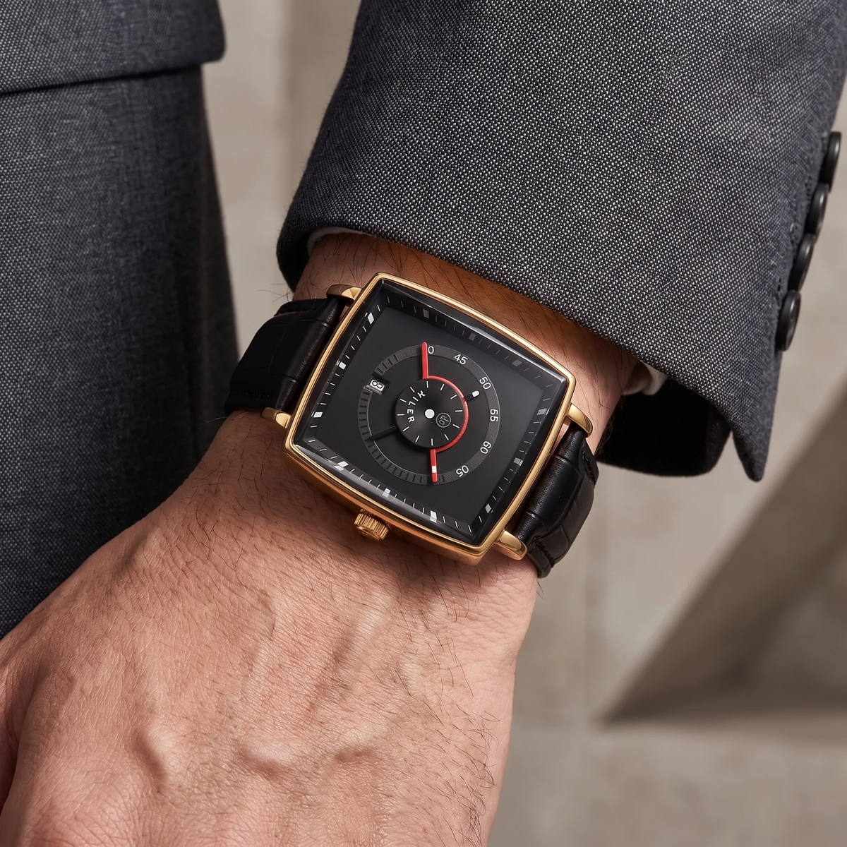 Men's Square Leather Watch