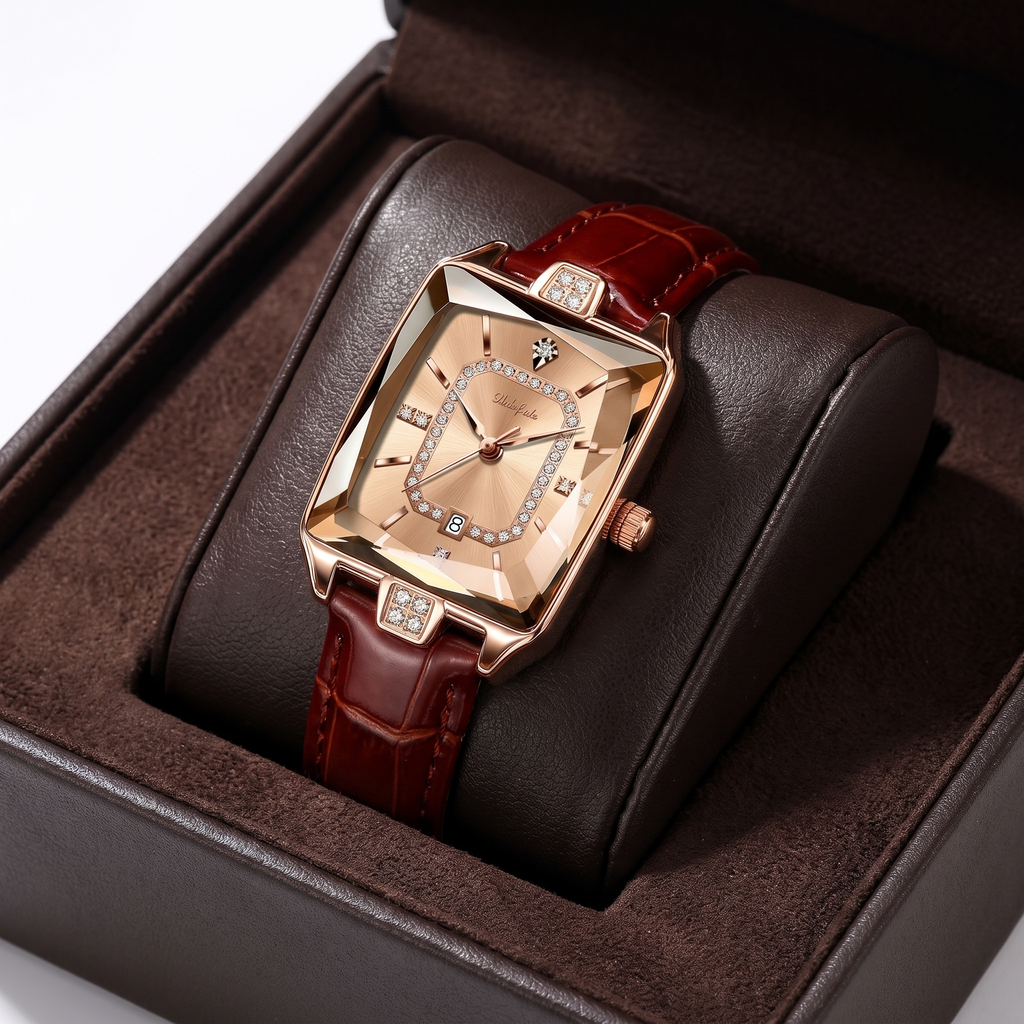 Women's Rectangle Leather Watch