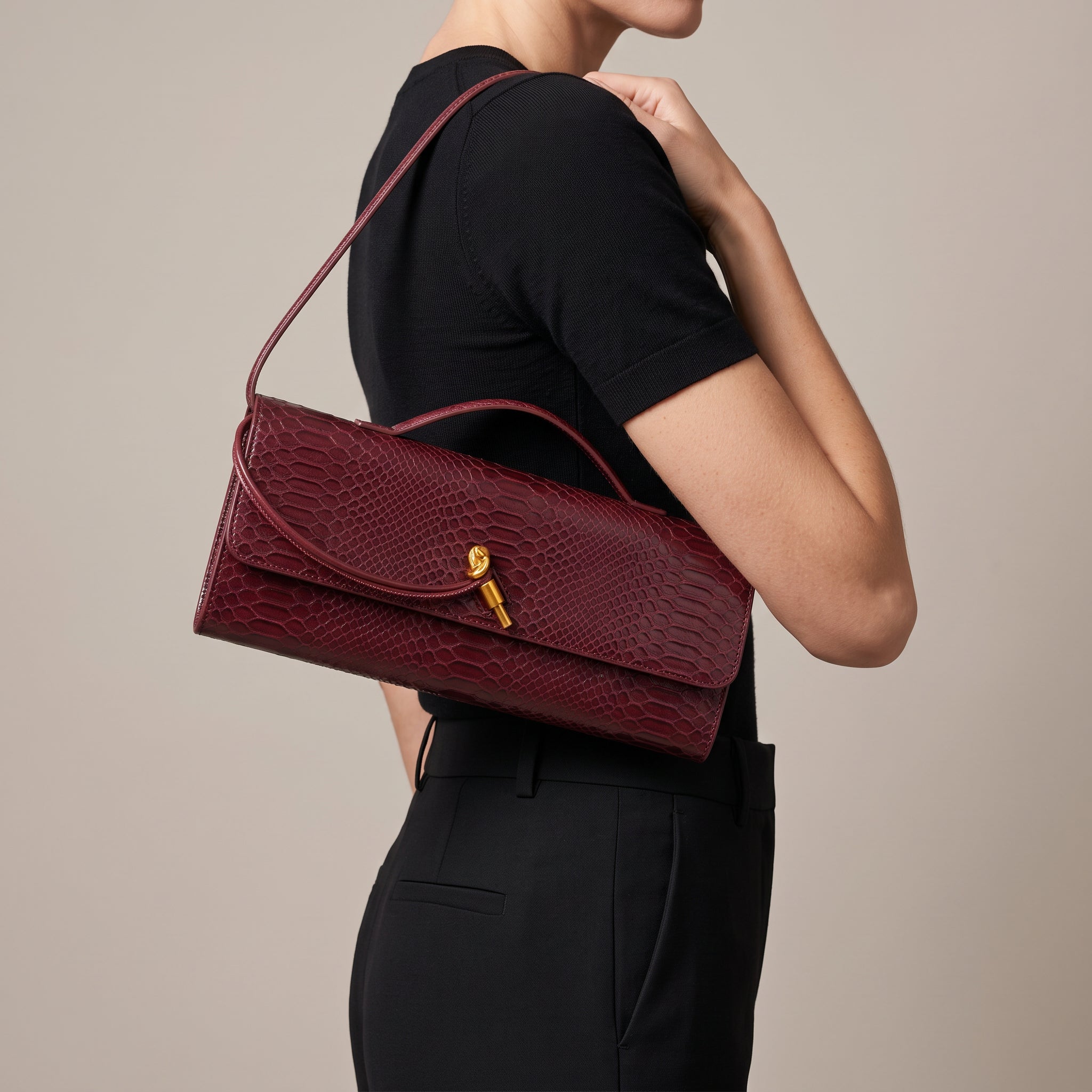 Embossed Baguette Bag