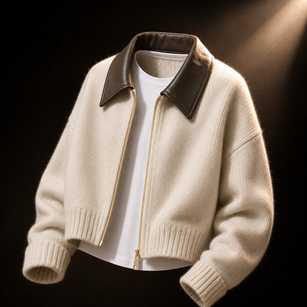Fitted Knit Bomber Jacket