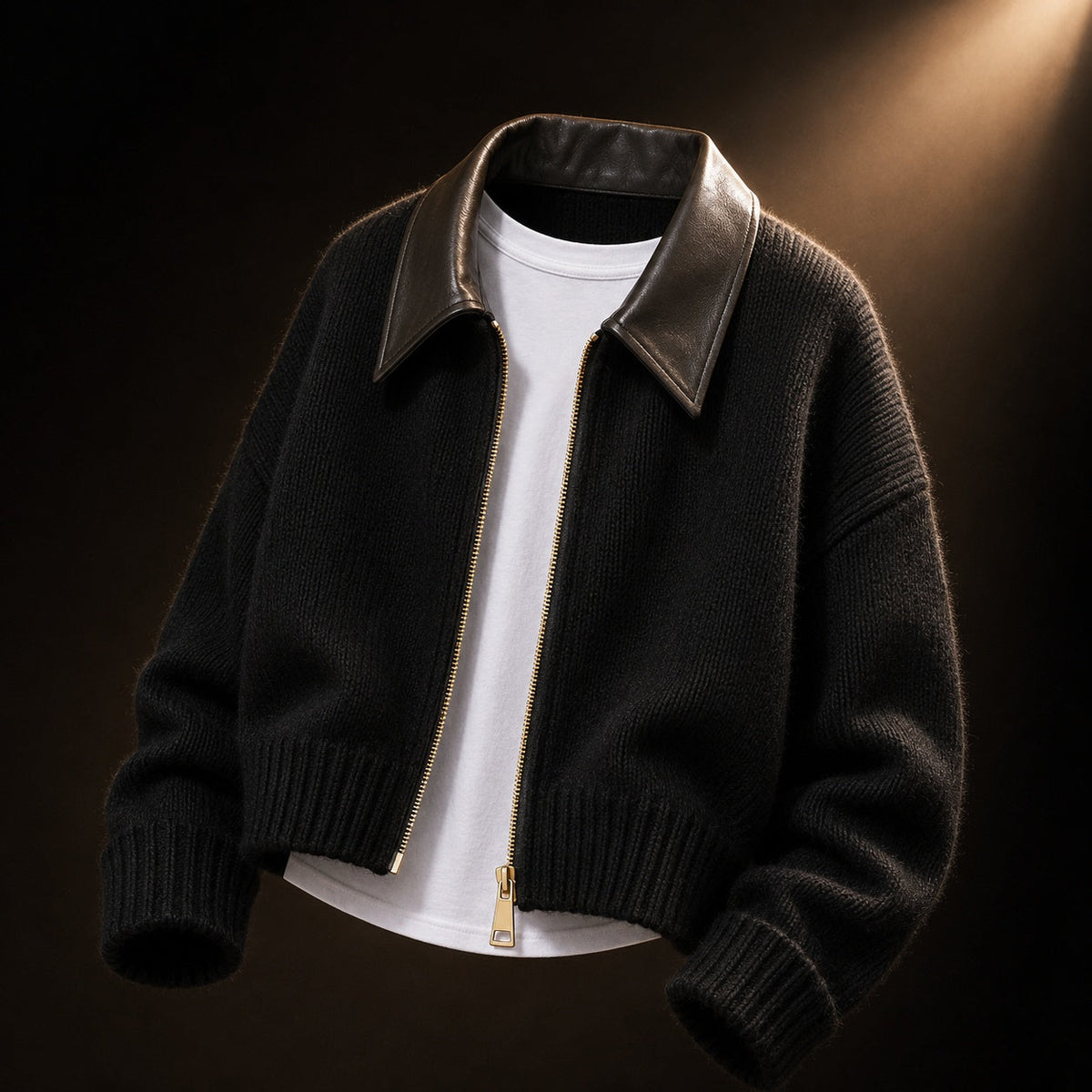 Fitted Knit Bomber Jacket