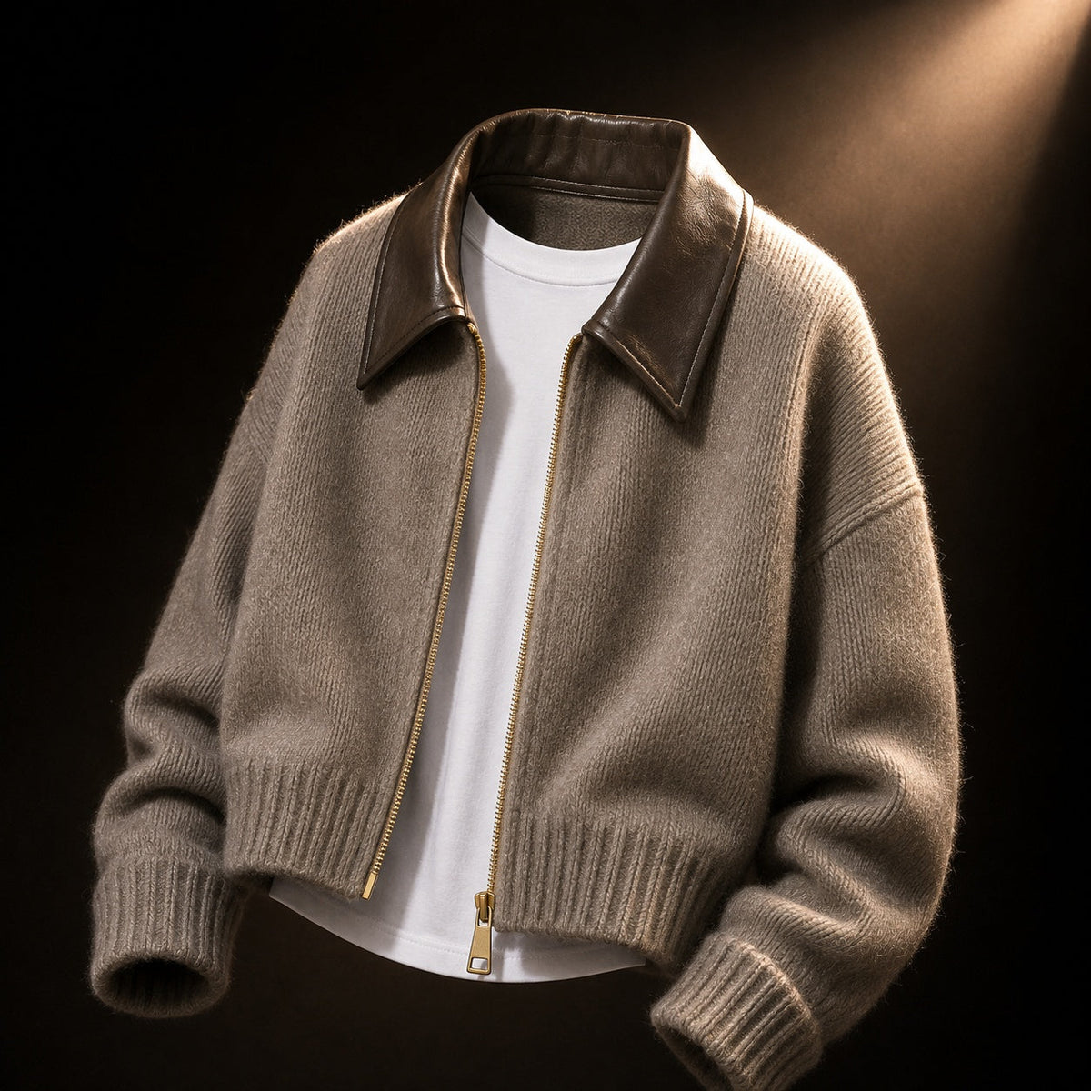 Fitted Knit Bomber Jacket