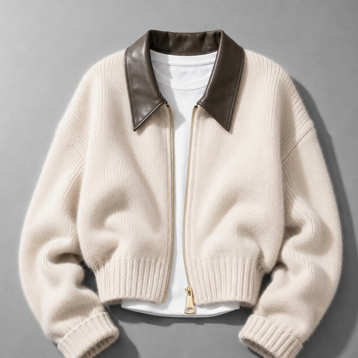 Fitted Knit Bomber Jacket