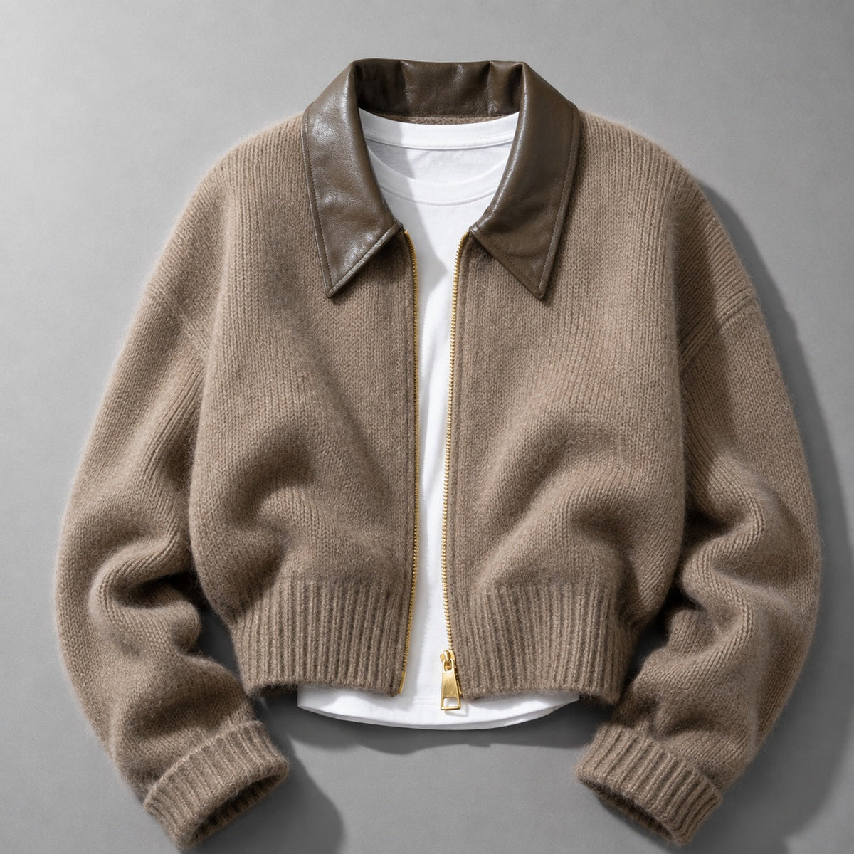 Fitted Knit Bomber Jacket