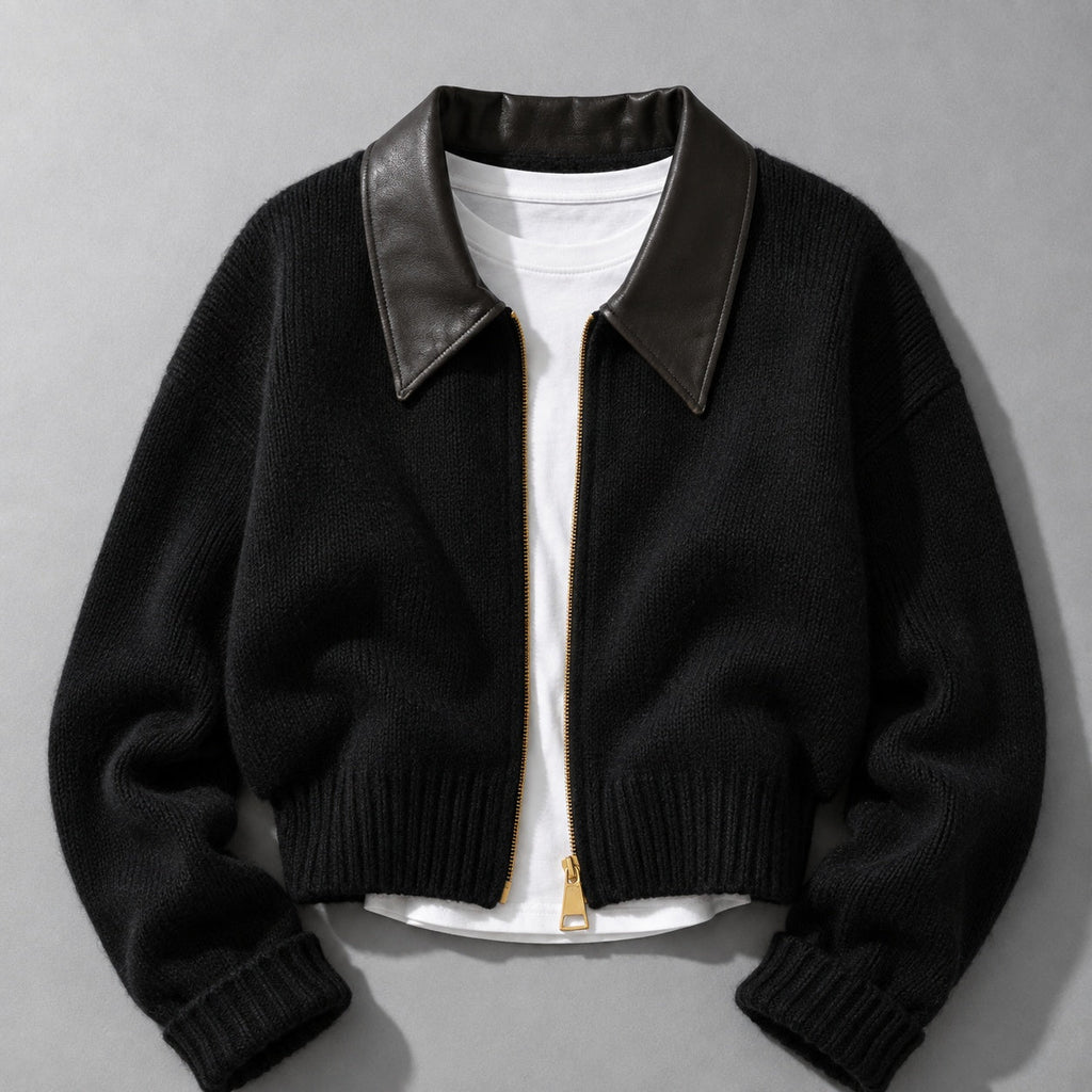 Fitted Knit Bomber Jacket