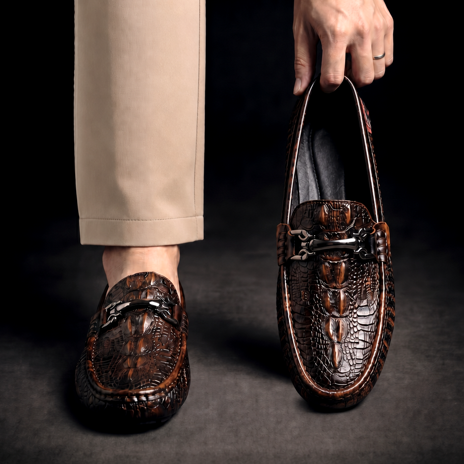 Men's Crocodile Slip-On Loafers